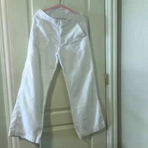 White linen gap, wide leg pants